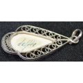 SILVER FILIGREE PENDANT WITH DELFT PORCELAIN CENTER - from SUEZYT