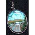 SILVER PENDANT WITH IRIDESCENT WATERFALL SCENE- from SUEZYT
