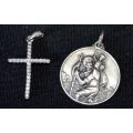 SILVER CROSS AND ST. CHRISTOPHER PENDANT - from SUEZYT