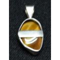 SILVER AND TIGERS EYE PENDANT - from SUEZYT