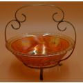 CARNIVAL GLASS BRIDE`S BASKET WITH CRADLE - from SUEZYT