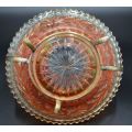 CARNIVAL GLASS BRIDE`S BASKET WITH CRADLE - from SUEZYT