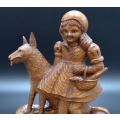 GERMAN WOOD CARVED LITTLE RED RIDING HOOD CANDELABRA - from SUEZYT