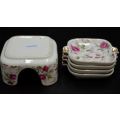 LEFTON JAPAN 5 PIECE ROSE CHINTZ NESTING ASH TRAYS - from SUEZYT