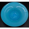 TURQUOISE BLUE GLASS PEDESTAL DISH - SIGNED - from SUEZYT