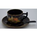 JAPANESE MID CENTURY BLACK LACQUER AND GOLD GILDED TEA SET - from SUEZYT