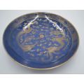CHINESE GILT IMPERIAL DRAGON BLUE GLAZE CHARGER - from SUEZYT