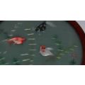 CHINESE VINTAGE DOUBLE-SIDED EMBROIDERED KOI FISH SILK SCREEN - from SUEZYT