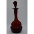 HEAVY RED GLASS DECANTER WITH 4 GLASSES - VINTAGE - from SUEZYT