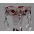 PRETTY VICTORIAN  BOHEMIAN MILK GLASS WITH CRANBERRY MANTLE LUSTRE - from SUEZYT