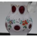 PRETTY VICTORIAN  BOHEMIAN MILK GLASS WITH CRANBERRY MANTLE LUSTRE - from SUEZYT