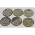 6 x 3d THREE PENCE Coins