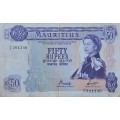50 RUPEES Mauritius - Queen Elizabeth II  - 196X VF