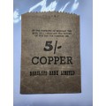 5/~ COPPER Paper Bank Bag -  BARCLAYS - PRE 1961 - OLD !!!