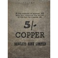 5/~ COPPER Paper Bank Bag -  BARCLAYS - PRE 1961 - OLD !!!