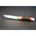 William Rodgers Sheffield I Cut My Way Knife with Leather and Brass Handle **Good Condition**