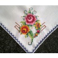 Beautiful set of eight embroidered linen dinner serviettes