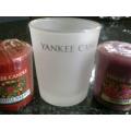 Yankee candles x 2 with glass container