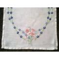 White linen hand embroidered tray cloth