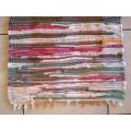 Colourful cotton hand made rag rug / runner 87cm