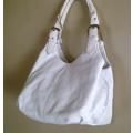 White faux leather handbag