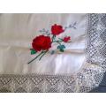 Gorgeous Irish linen hand embroidered small tablecloth