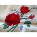 Gorgeous Irish linen hand embroidered small tablecloth