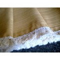 Large gold tablecloth with tassel trim