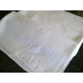 Lovely large vintage white French Damask linen tablecloth