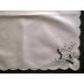 Embroidered cotton placemat / tray cloth and napkin