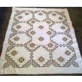 Lovely heavy vintage linen tablecloth with cross stitch work
