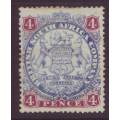 BSAC - RHODESIA  1896 Large Arms Issue DIE I  4d ultramarine and mauve *MM*
