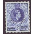 SWAZILAND - 1938 KGVI issue  3d (Perf. 13&1/2 x 13) with `white mark on 3` flaw  *LMM*