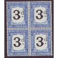 UNION -  Postage Due 1926 3d block Black & blue with VARIETY  *LMM/UM**SACC 15