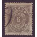 ICELAND - 1876 Issue  6 aur grey (perforation 12&3/4) VF USED