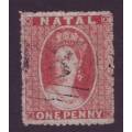 NATAL - 1862 QV 1d rose-red Wmk Small Star VF USED