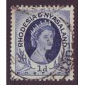 RHODESIA & NYASALAND - 1954 QEII Definitive issue  Scarce 1d coil(Perf.12&1/2x14)  VF USED
