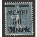 GERMANY - MEMEL OCCUPATION 1923 50c greyish blue surcharged 50 Mark *MM*