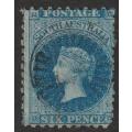 AUSTRALIAN STATES  - SOUTH AUSTRALIA 1867 QV issue 6d Prussian blue Used