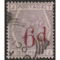 GB - QV 1880  6d overprint on 6d lilac Wmk. Imperial Crown VF USED   SG 162