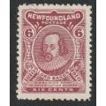 NEWFOUNDLAND - 1910  6c Reddish-purple UNUSED (No Gum) SG 100