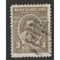 NEWFOUNDLAND - 1910  3c Olive VF USED  SG 97