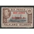 1944 Falkland Islands Postage Stamps Overprinted `SOUTH GEORGIA DEPENDENCY OF.` 6d **MNH**