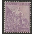 CAPE of GOOD HOPE  - 1884  Wmk Cabled Anchor 6d purplee SACC 47a *MM*