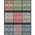 MAURITIUS -  1912/1926  KGV Issues 9 blocks of four VF USED