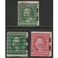 USA - 1908/1916 Imperforated Franklin and Washington issues with SCHERMACK TYPE III PRIVATE PERFS
