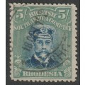 RHODESIA  BSAC  - ADMIRALS  DIE III  Perf.14   5s  Blue and pale yellow-green Superb used SACC 276