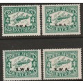 SWA - 1930  AIRMAIL  4d in all 3 printings **MNH**