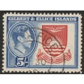 GILBERT & ELLICE ISLANDS - 1939 KGVI Issue 5s scarlet & bright blue (Perf. 12&1/2) VF USED SG 54