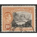 DOMINICA - 1947 KGVI Issue 10s black & brown-orange (Perf. 12&1/2) VF USED SG 108a